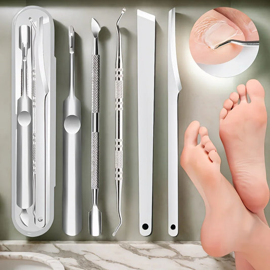 5pcs stainless steel multifunctional foot beauty tools for removing toenails,calluses,dead skin,dead skin forks, sharp pedicures