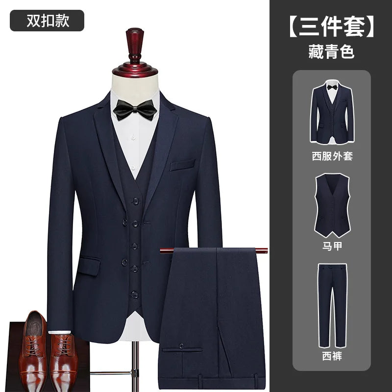 Men's Big Size Suit Set Professional Business Wedding Groom Office Team Uniform Summer Formal Suit