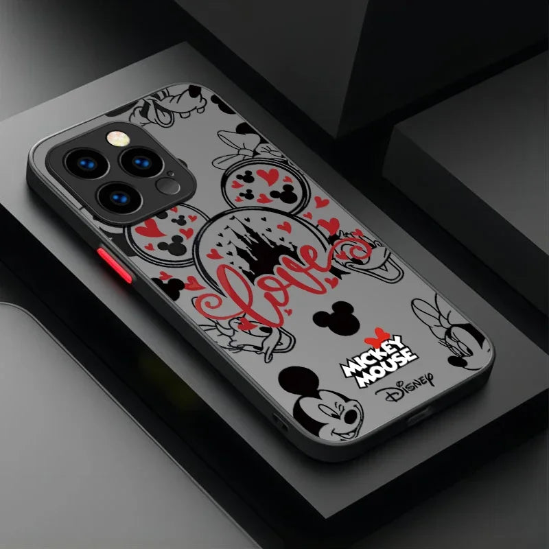 Disney Mickey and Minnie Logo Hard Phone Case For iPhone 17 Air 15 16E 16 14 13 12 11 Pro Max XR 7 8 Plus SE 2020 Bumper Cover