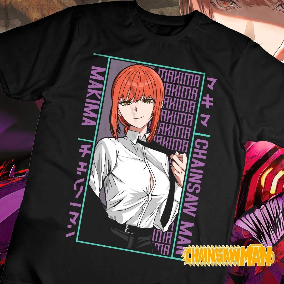 Chainsaw Man Japanese Anime Cotton Pattern Printed Short Sleeve T-shirt Retro Men Women Kids Casual Loose Streetwear Top Tees