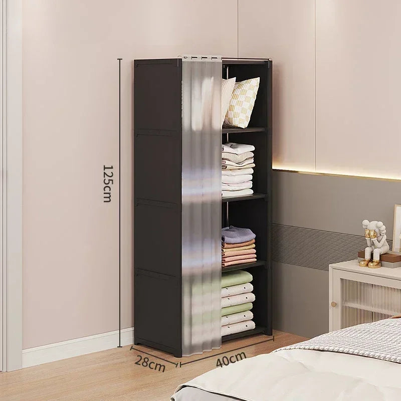 Multi Layer Storage Rack Home Bedroom Floor To Ceiling Dust-proof Simple Wardrobe Display Cabinet No Need for Drilling Holes
