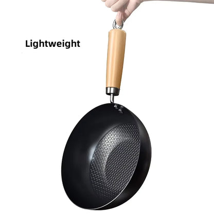 Small Wok 20/24cm Household Cast Iron Non-stick Steak Food Pan for Gas Stove Induction Cooker - Kitchen Frying Essential