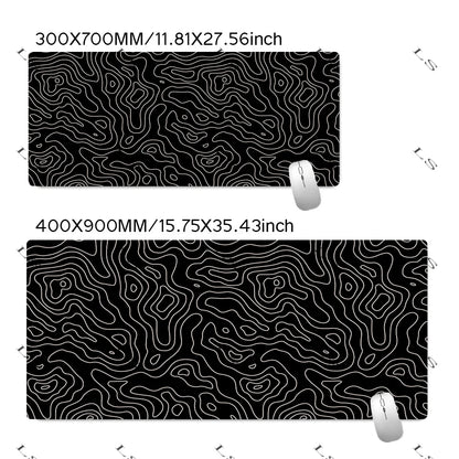 Black White Topographic Map XXL Mouse pad Computer Keyboard Pad Mouse Mat Gamer Soft Office Carpet Table Mat Desktop MousePad