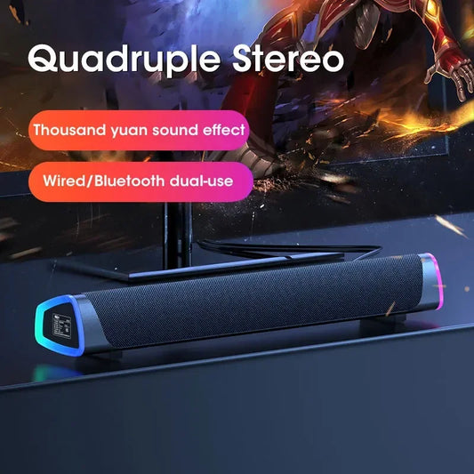2.1 Channel Soundbar with Subwoofer, Bluetooth 5.0 Speaker System for TV/PC, USB Powered Stereo Bass HD Audio for Laptop/Macbook
