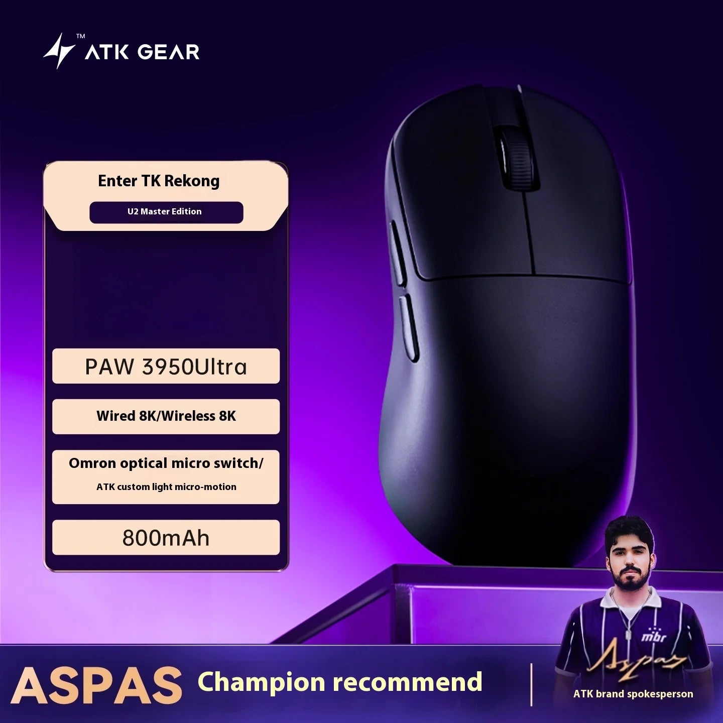 New Atk Lietong U2 Lightweight Wireless Bluetooth Mouse For Gaming Computer Office Ergonomic Design Triple Mode Specialty Mouse