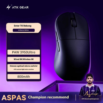 New Atk Lietong U2 Lightweight Wireless Bluetooth Mouse For Gaming Computer Office Ergonomic Design Triple Mode Specialty Mouse