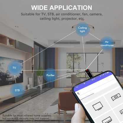 IR Appliances Wireless Infrared Remote Control Adapter Smart App Control Phone Infrared Transmitter For IPhone 16 Android Phone