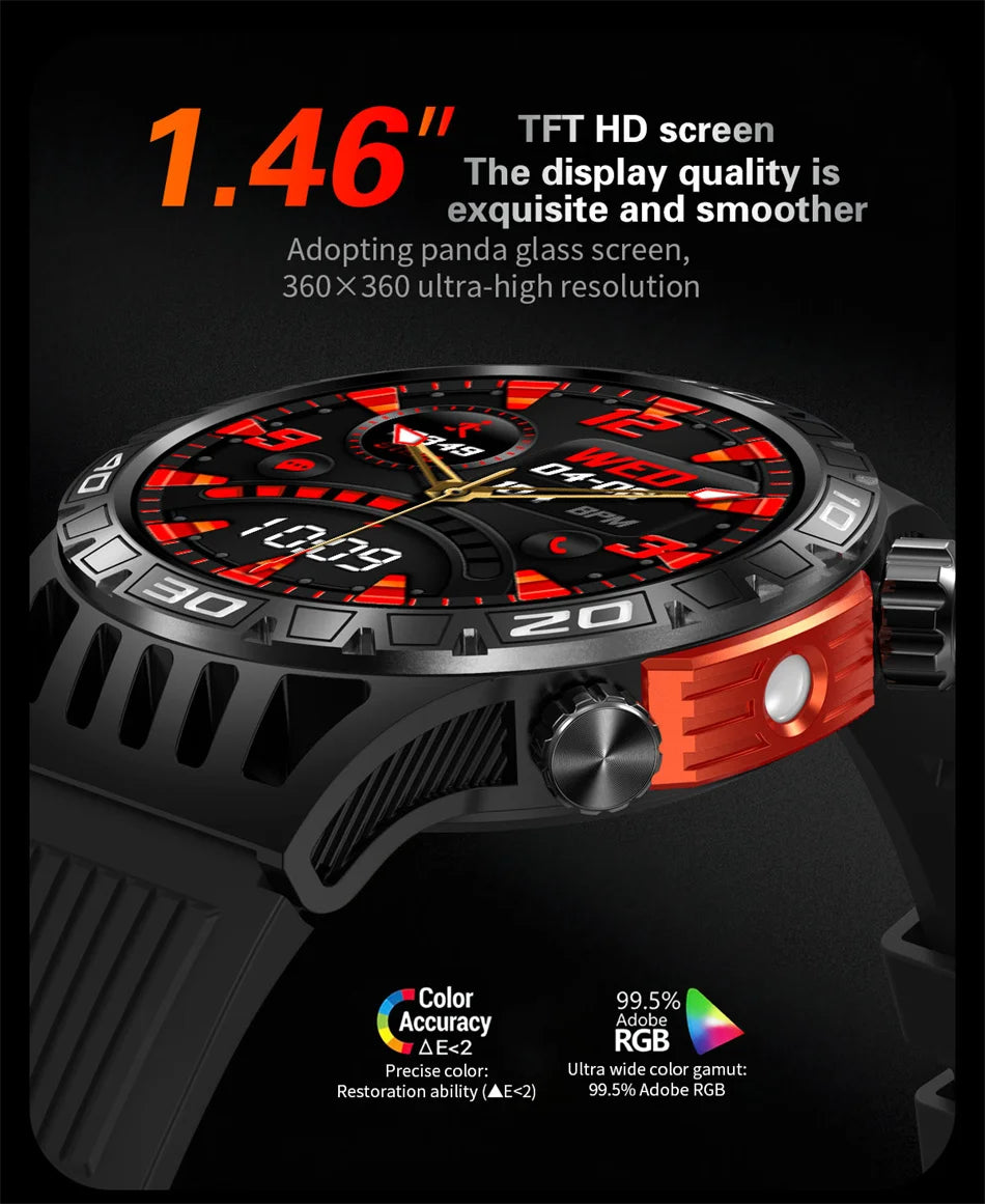 Smart Watch Men With LED Lighting Compass Sports Fitness Tracker Watch IP68 Waterproof Bluetooth Talk SmartWatch For Android IOS