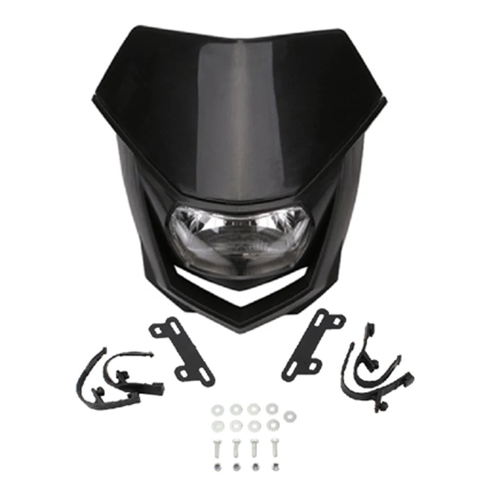 35W Motorcycle Headlight Plate Mask Fairing H4 Headlamp For Yamaha Honda Suzuki Enduro Motocross Dirt Bike Modified Accessories