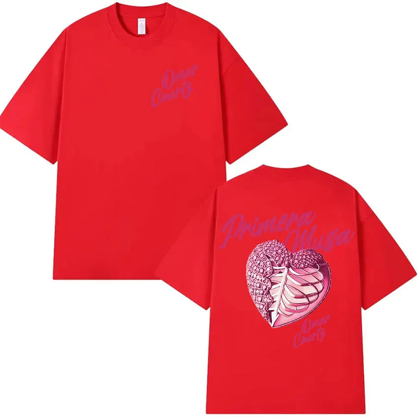 Rapper Omar Courtz Primera Musa 2025 Heart Graphic T-shirt Mens Clothing Hip Hop T Shirt Summer Top Oversized Tshirts Streetwear
