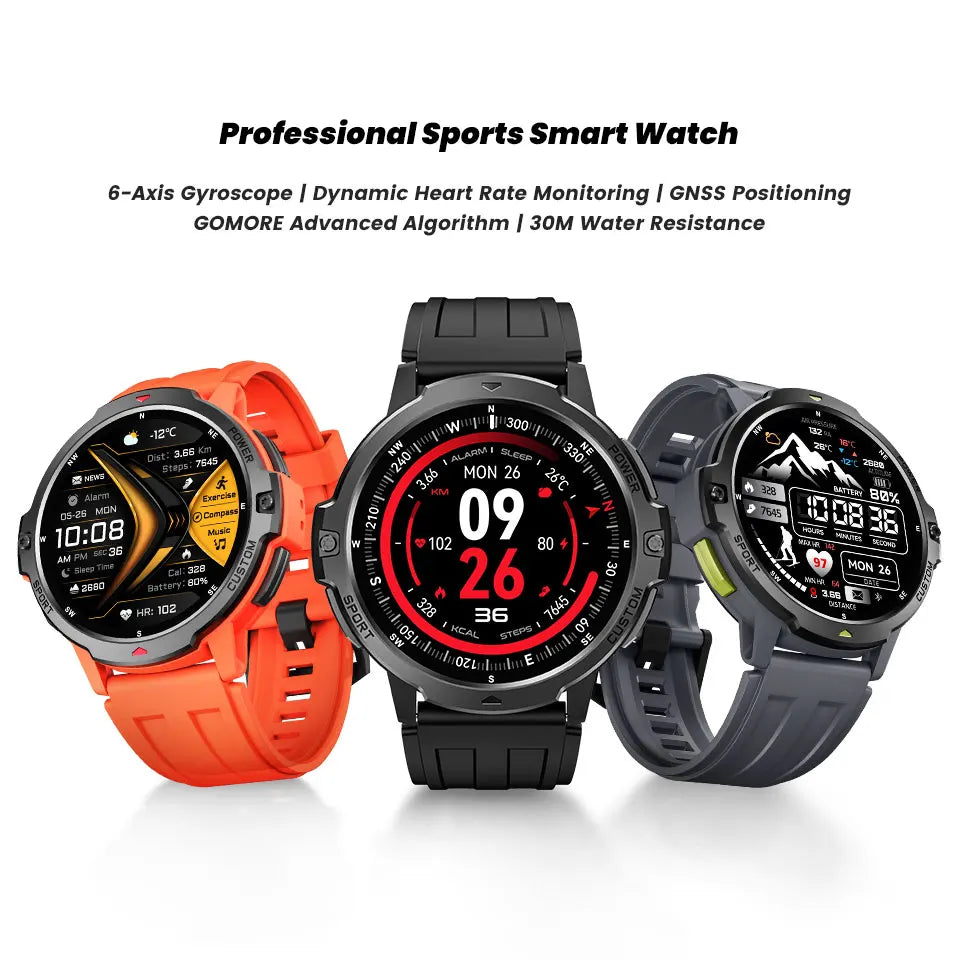 2025 NEW GPS Smart Watch 1.46'' AMOLED Display Built-in Compass Barometric Altimeter 5ATM 580mAh Battery Sports Smartwatch Men
