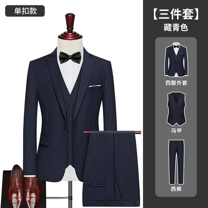 Men's Big Size Suit Set Professional Business Wedding Groom Office Team Uniform Summer Formal Suit