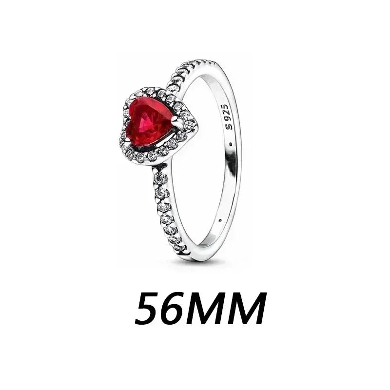 New 925 sterling silver heart-shaped earrings, rings, necklaces, pink red rainbow luxury set, sparkling charm jewelry,  gifts
