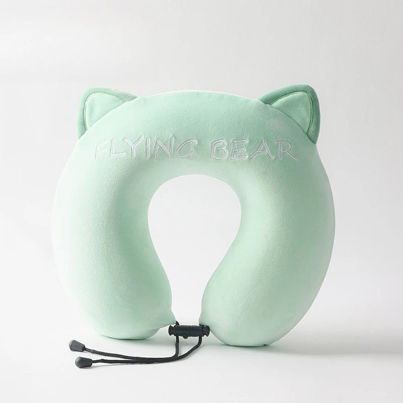 Memory Cotton U Shaped Neck Pillow Cartoon Slow Rebound Portable Travel Airplane Office Nap Use