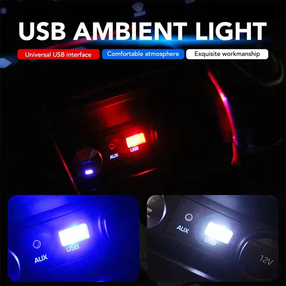 1PCS Mini Usb Light Room Modeling Car Ambient License Plate Lamp Neon Interior Auto Emergency Lighting Portable Ambient Lights