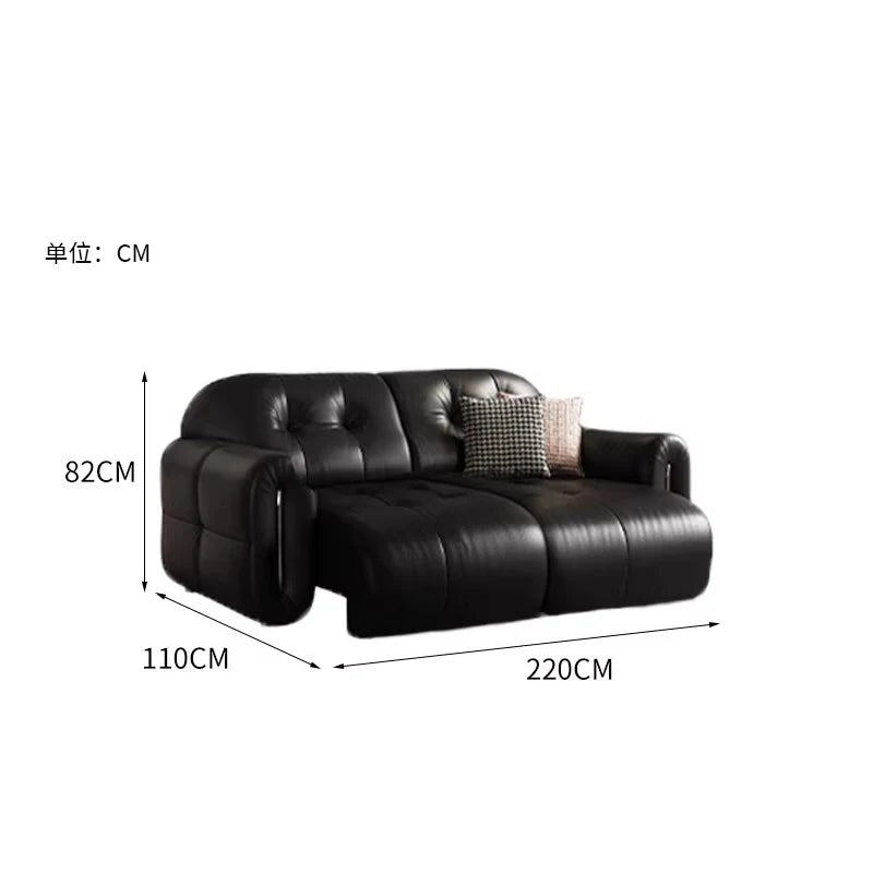 MINGDIBAO Modern Electric Recliner Sofa Bed, Power Adjustable Italian Genuine Leather Couch for Living Room Home Furniture