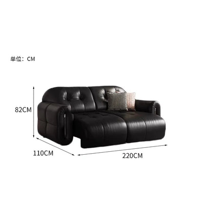 MINGDIBAO Modern Electric Recliner Sofa Bed, Power Adjustable Italian Genuine Leather Couch for Living Room Home Furniture
