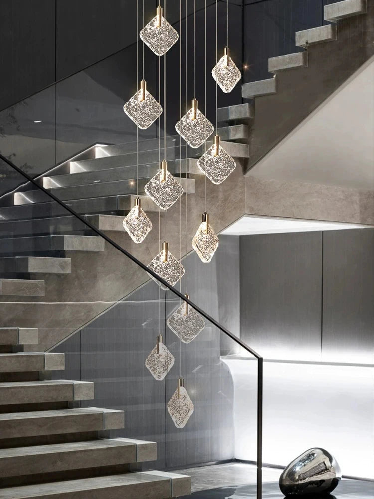 New Crystal Living Room Ceiling Pendant Light Home Decoration Staircase Duplex Pendant Light Restaurant Bedroom Hanging Lighting