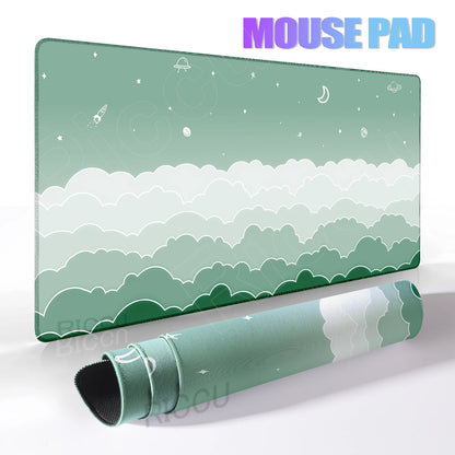 Skyscape Large Mouse Pad Pastel Purple Clouds Minimalist Mousepad Gamer Laptop Deskpad Office Accessory Desk Mat Cabinet Setup