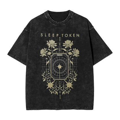 Sleep Rock Music Tokensd Even In Arcadia T Shirt Hip Washed Short Sleeve High Street T-Shirt Fashion for Men Women Streetwear