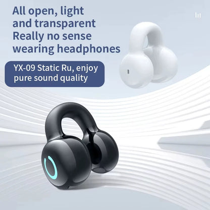 Wireless Bluetooth Earphone Single Ear Bone Conduction Earphone Clip Ear Music Noise Cancelling HD Call Sports Gaming Earphone