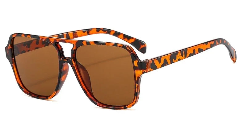 Vintage Double Bridge Yellow Sunglasses Women Oversized Square Frame Luxury Shades Sun Glasses Female Pilot Eyewear