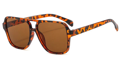 Vintage Double Bridge Yellow Sunglasses Women Oversized Square Frame Luxury Shades Sun Glasses Female Pilot Eyewear