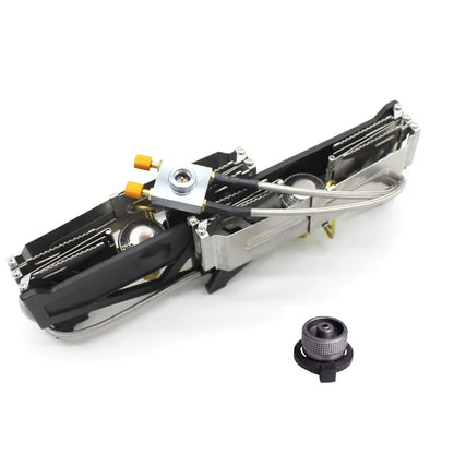 BRS-32 Double Head Gas Stove Portable Outdoor Camping Furnace Fire Switch Free Adjustable Control Cookware Set