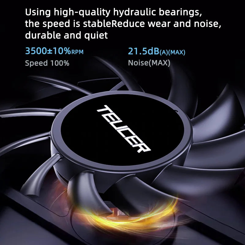 Teucer UT-6010 6cm DC 12V 3Pin Cooling Fan with Big 4Pin Power Supply Hydraulic Bearing 3500 RPM Computer PC CPU Case Ventilator