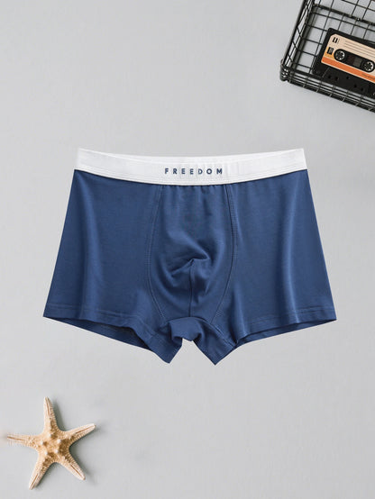 2PCS men's cotton panties sexy solid color boxer shorts mid waist breathable and comfortable boxer shorts