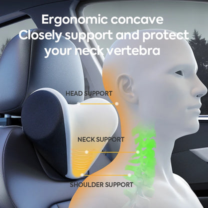 Premium Adjustable Memory Foam Car Neck Pillow Ice Silk Breathable One-Click Installation Auto Headrest