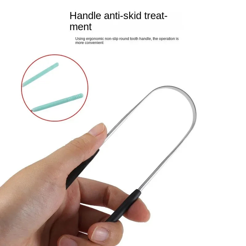 New Stainless Steel Tongue Scraper Fresh Breath Cleaning Coated Tongue Toothbrush Oral Hygiene U-shaped Metal Tongue Scraper