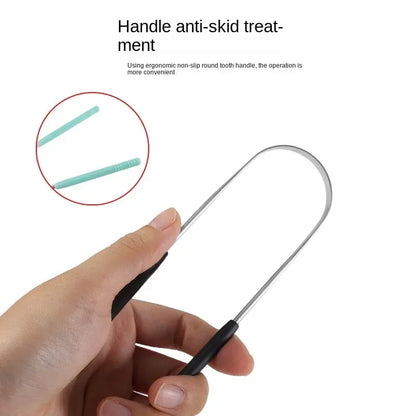 New Stainless Steel Tongue Scraper Fresh Breath Cleaning Coated Tongue Toothbrush Oral Hygiene U-shaped Metal Tongue Scraper