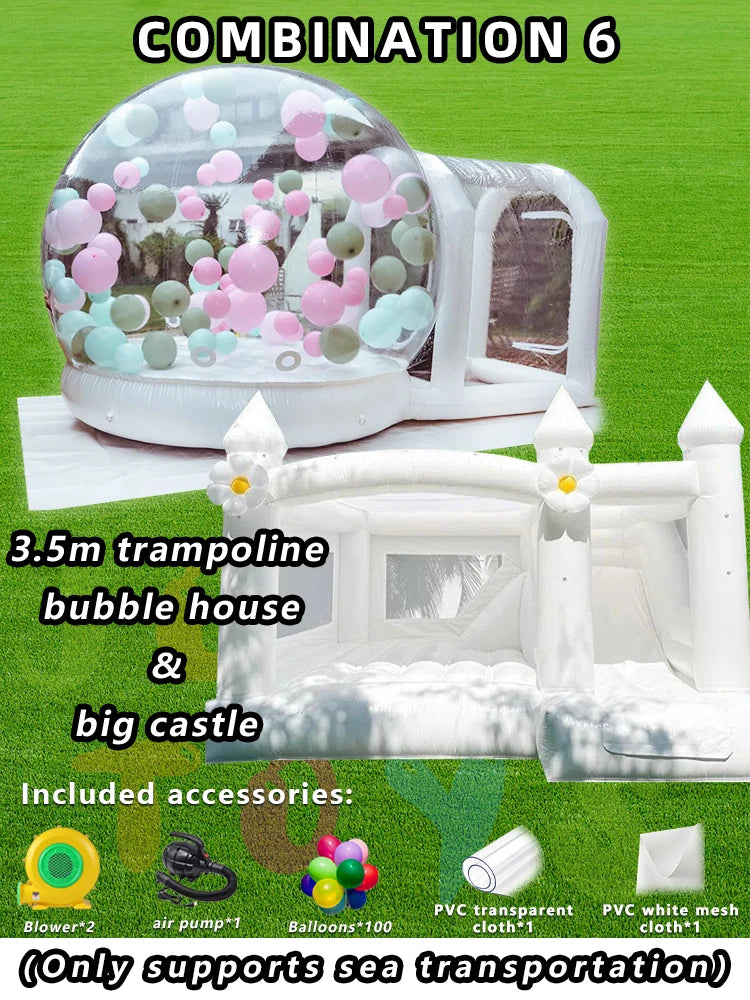 JOLLY TOYS Balloon Inflatable Bubble House with Trampoline and Transparent Dome PVC Material with Blower for Children Birthday