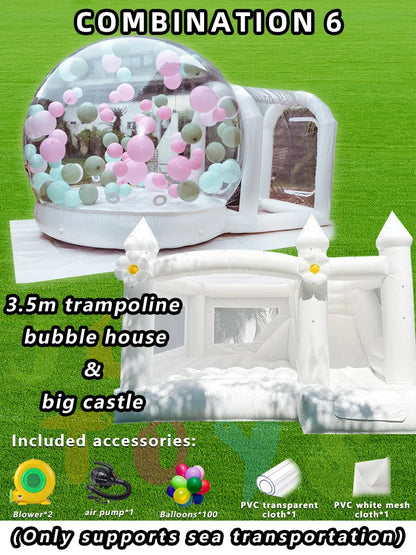 JOLLY TOYS Balloon Inflatable Bubble House with Trampoline and Transparent Dome PVC Material with Blower for Children Birthday