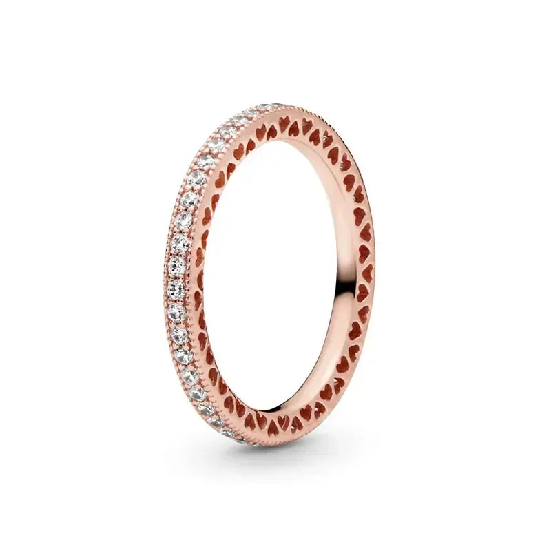 New 925 Sterling Silver Rose Gold Ring Hot Selling, Sparkling, Fashionable and Charming Crystal Ring, Women's Birthday Jewelry