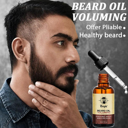 3pcs Men Natural Beard Care Oil Moisturizing Smoothing Facial Hair Care Tools Gentlemen Whiskers Oil Conditioner and Volumizing