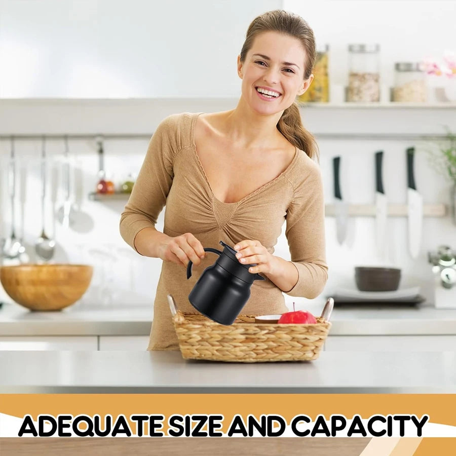 Black stainless steel stew teapot, home insulated cup, office coffee pot, portable water bottle