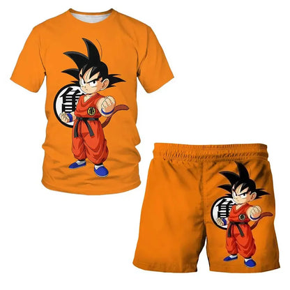 Fashion Dragon Ball Z Tshirt Set Kids Vegeta Boys Clothes Girls Mens Women T-shirt Suit Trucksuit Clothes 3d Goku Short Sleeve