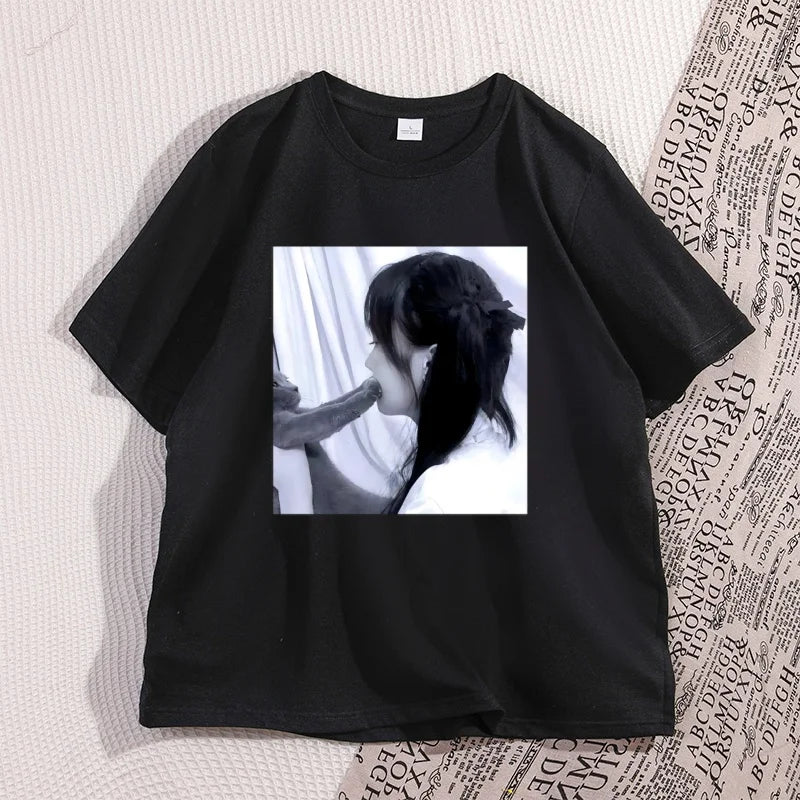 Funny Dirty Heart Cat T-shirt Men's Fashion Street Wear High Quality Tshirt Man Designer Clothes Unisex Cotton Short-sleeve