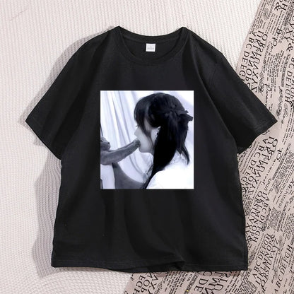 Funny Dirty Heart Cat T-shirt Men's Fashion Street Wear High Quality Tshirt Man Designer Clothes Unisex Cotton Short-sleeve