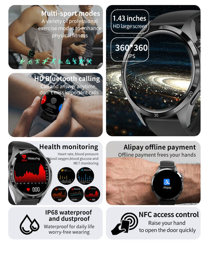 2025 New Smart Watch Men Watch 4 Pro1.53 inch AMOLED HD Screen BT Call GPS sports NFC Health Monitoring Smartwatch Mens Watch