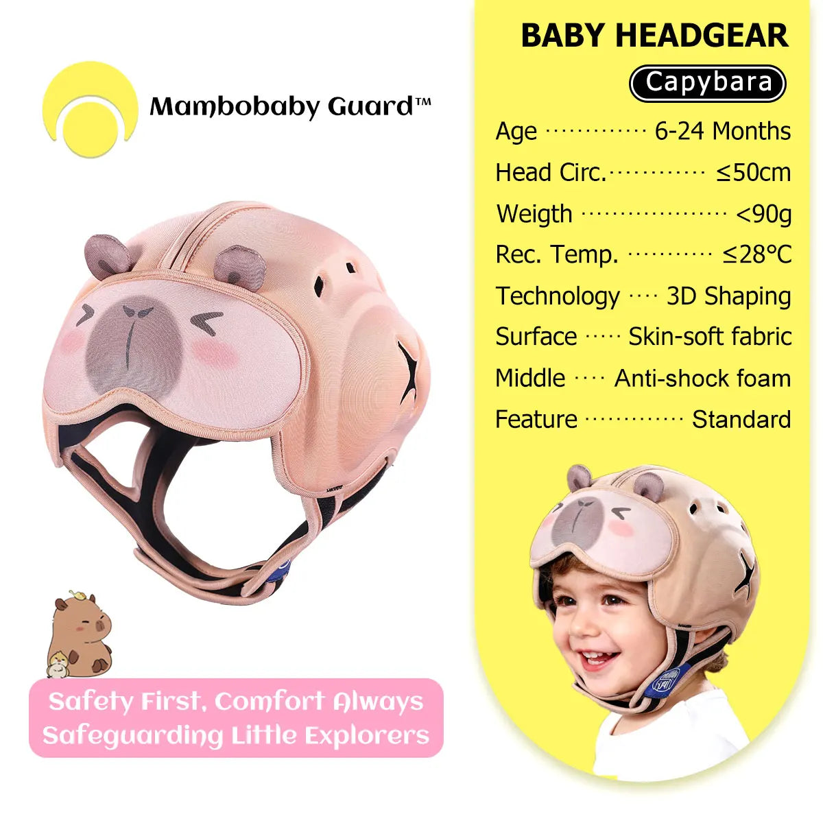 Mambobaby Guard Hat Rabbit Safe Anti-Shock Baby Helmet Toddler Head Protector Infant Headgear Learn Crawl Walk for Bump Fall