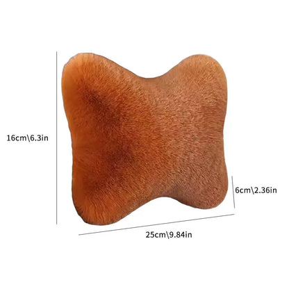 Winter Car Seat Neck Rest Pillow Plush Car Headrest Plush Cushion Warmth And Comfort Universal Lumbar Pillow Support Accessories