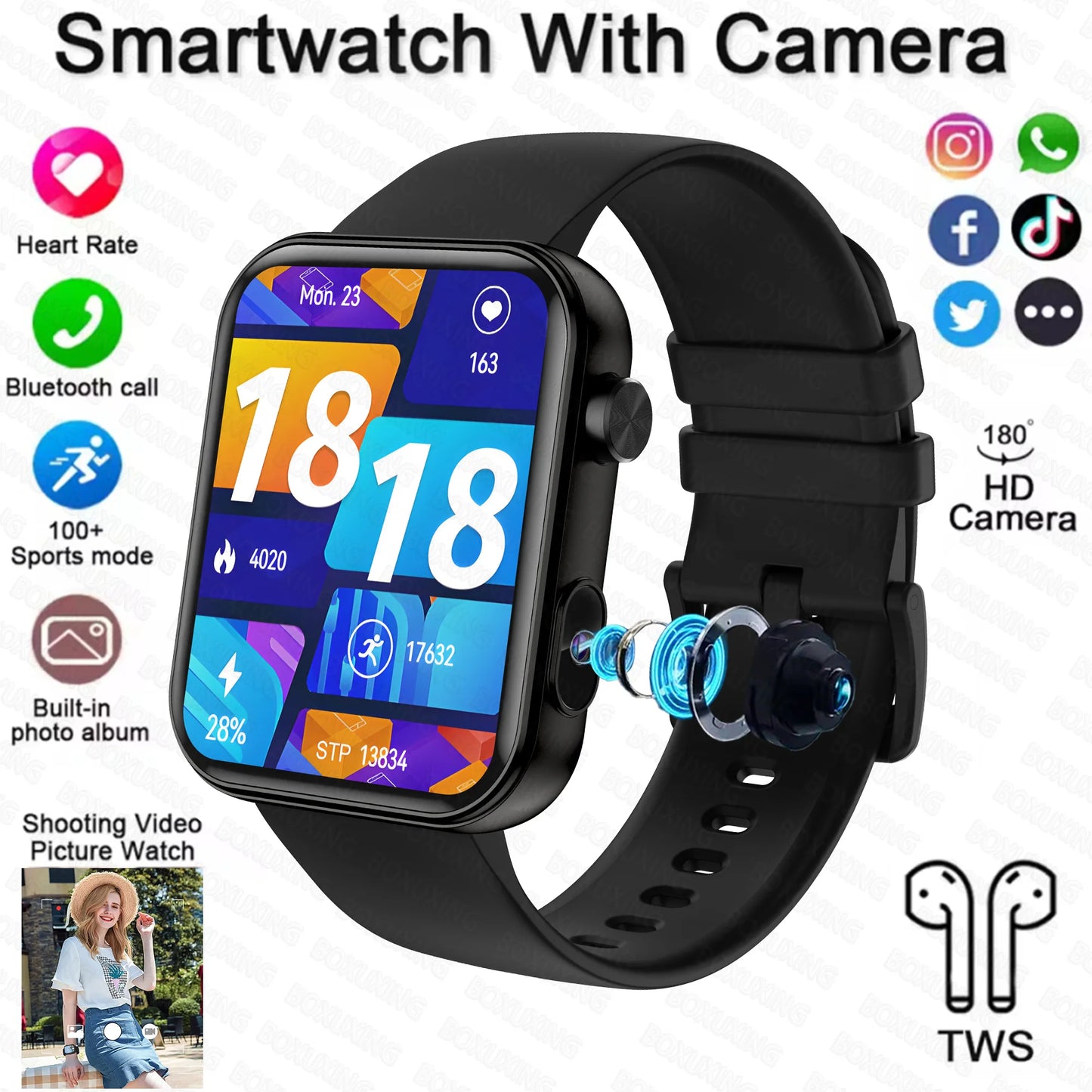 Smart Watch Women Men sound recording Camera Take Photo Record Video Watches Sport Waterproof Bluetooth Call Smartwatch 2025 New