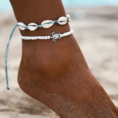 Love Personality Double Simple Bohemian Layered Heart Anklet Summer Beach Anklets On Foot Ankle Bracelets For Women Leg Chain