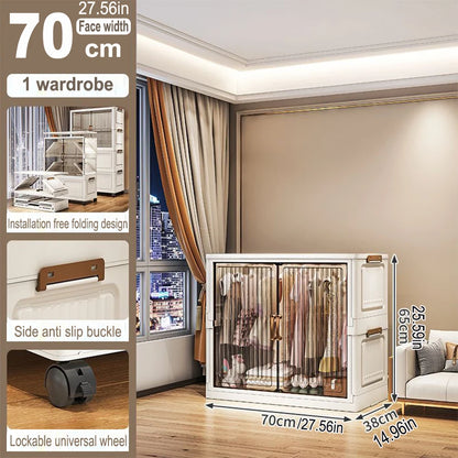 70/80cm Length Multifunction Folding Locker Large Capacity Dustproof Wardrobe Sundries Cabinet Closet Organizer