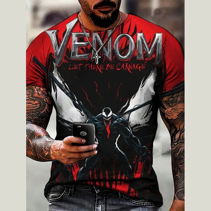 Summer 3D printed men's Marvel Venom men's T-shirt clothing casual T-shirt trendy fashion cool men's streetwear top