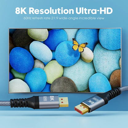 Vothoon Displayport 1.4 Cable 8K 60Hz Mini DP to DP Cable 4K Ultra HD Video Audio Cable for Laptop TV Xbox Projector Monitor