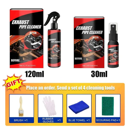 Rayhong 120ml Exhaust Cleaner Spray - Fast-Acting Rust Remover & Shine Restorer for Car, Motorcycle, RV, ATV - with Gloves